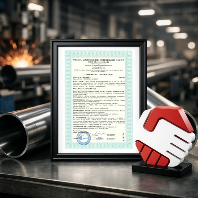 Сертификат «ГазСерт» на трубную продукцию «Металл Сервиса»